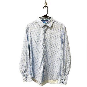 Robert Graham Men's Cotton Classic Fit Flip Cuff Dress Shirt Rainbow Pride